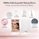 15.6-Inch Rechargeable Tri-Fold Makeup Mirror with 156 LEDs and 3X Magnification