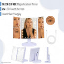 Tri-Fold Makeup Vanity Mirror with LED Lights, 2X 3X 10X Magnification, White