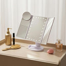Tri-Fold Makeup Vanity Mirror with LED Lights, 2X 3X 10X Magnification, White