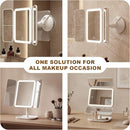 Rechargeable Trifold Makeup Mirror with Lights, 3X Magnification, 3000mAh