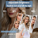 Tri-Fold Makeup Vanity Mirror with LED Lights, 2X 3X 10X Magnification, White