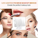 Tri-Fold Lighted Makeup Mirror with 21 LEDs, 3X Magnification, Rose Gold