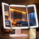 15.6-Inch Rechargeable Tri-Fold Makeup Mirror with 156 LEDs and 3X Magnification